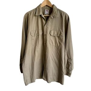Vintage Dickies Men's L Khaki Work Shirt‎ Long Sleeve Button Down Y2K Utility